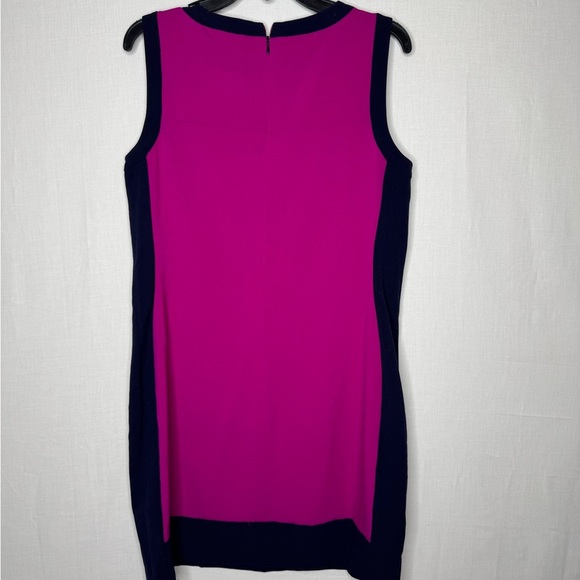 Lauren Ralph Lauren Fuchsia Navy Colorblock Sheath Dress Sleeveless Office Siren - Picture 7 of 7
